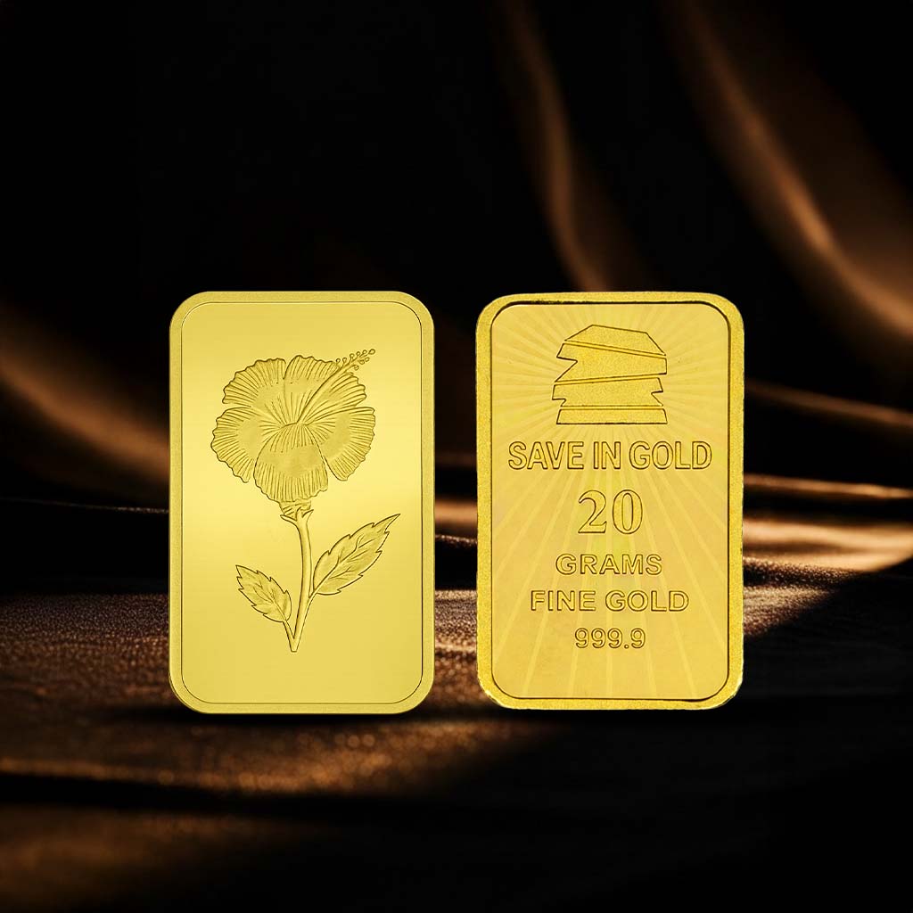 20 Grams Flower Motif Gold Bar